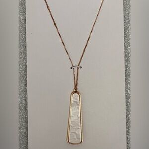 Time and Tru Gold Tone Necklace with White Pendant